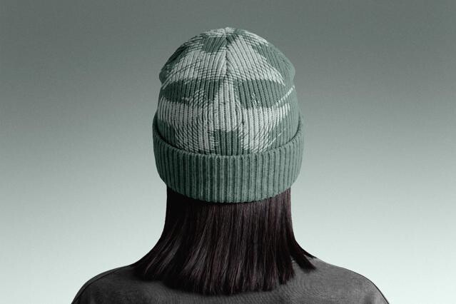 Ribbed Knit Beanie Mockup - Back View