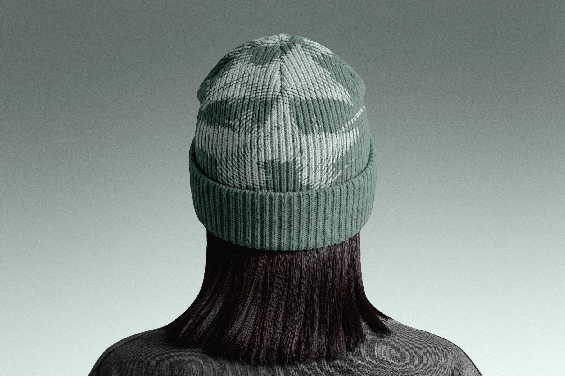 Ribbed Knit Beanie Mockup - Back View