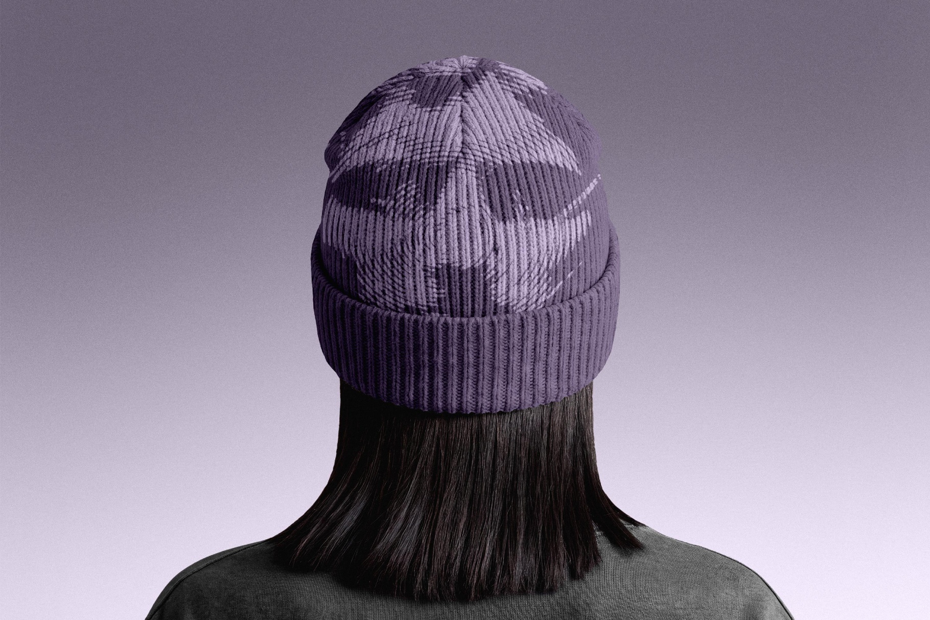 Ribbed Knit Beanie Mockup - Back View