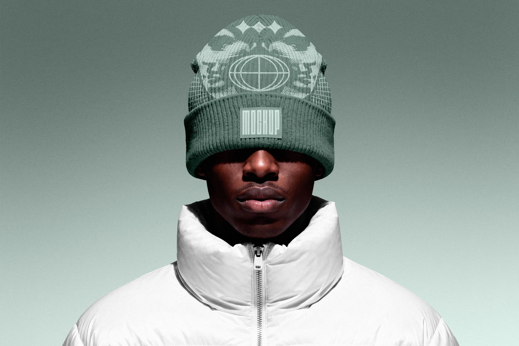 Knit Beanie Mockup with Rubber Label Patch