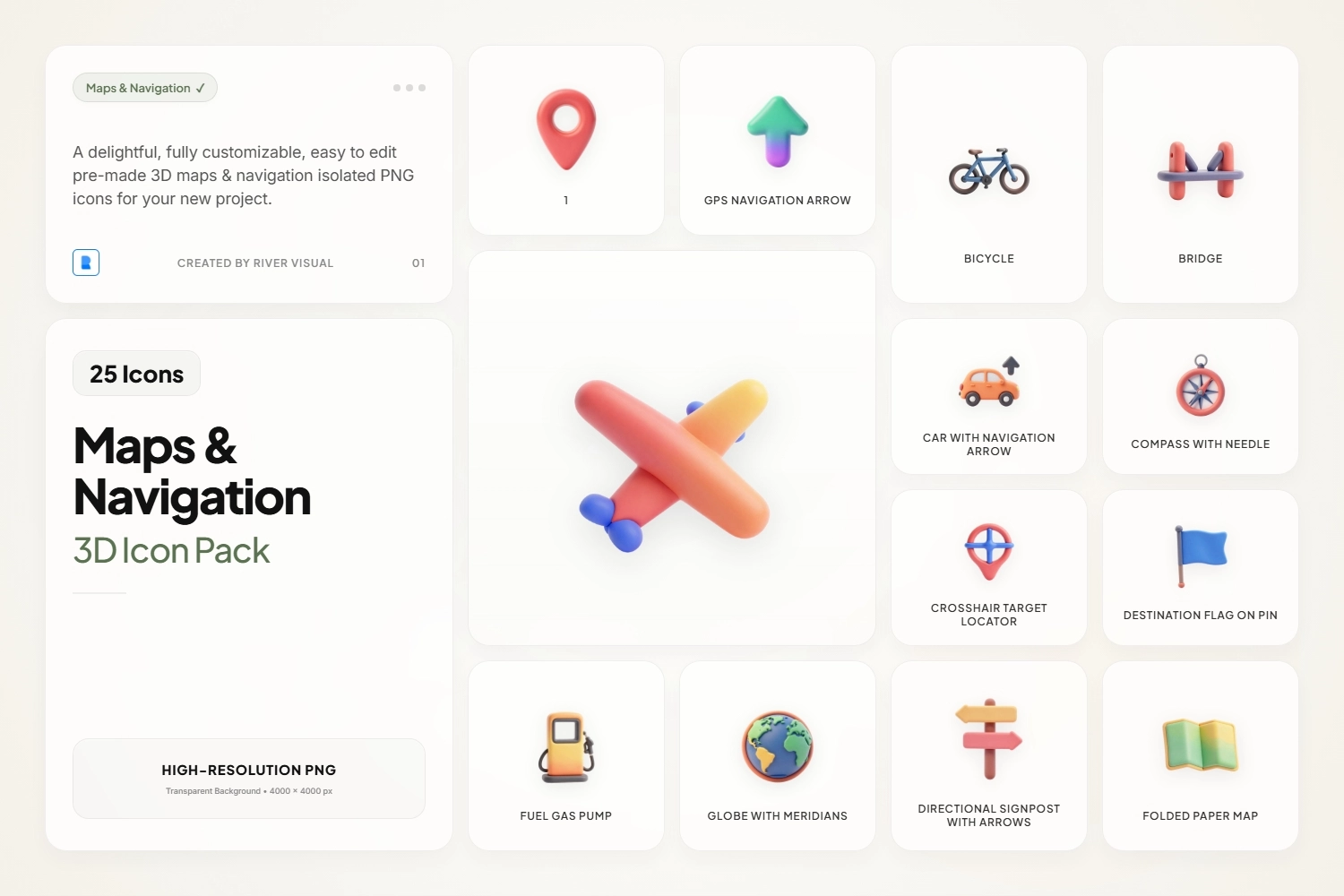 Map & Navigation Claymorphic 3D Icons