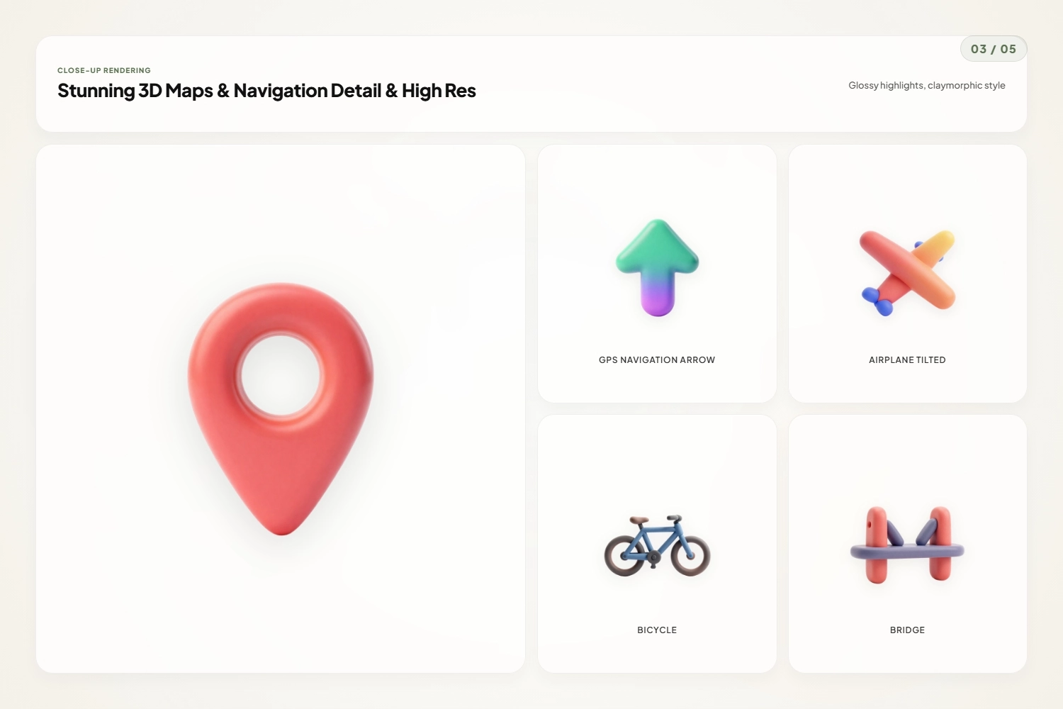 Map & Navigation Claymorphic 3D Icons