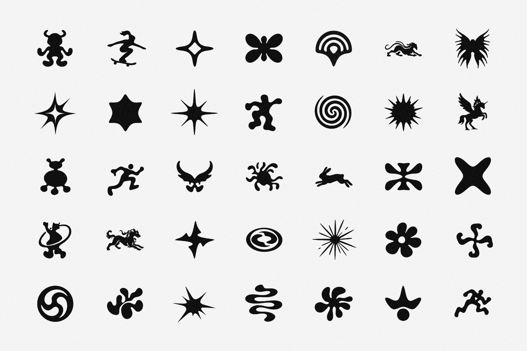 Rave Glyphs. Organic Shapes & Logo Marks