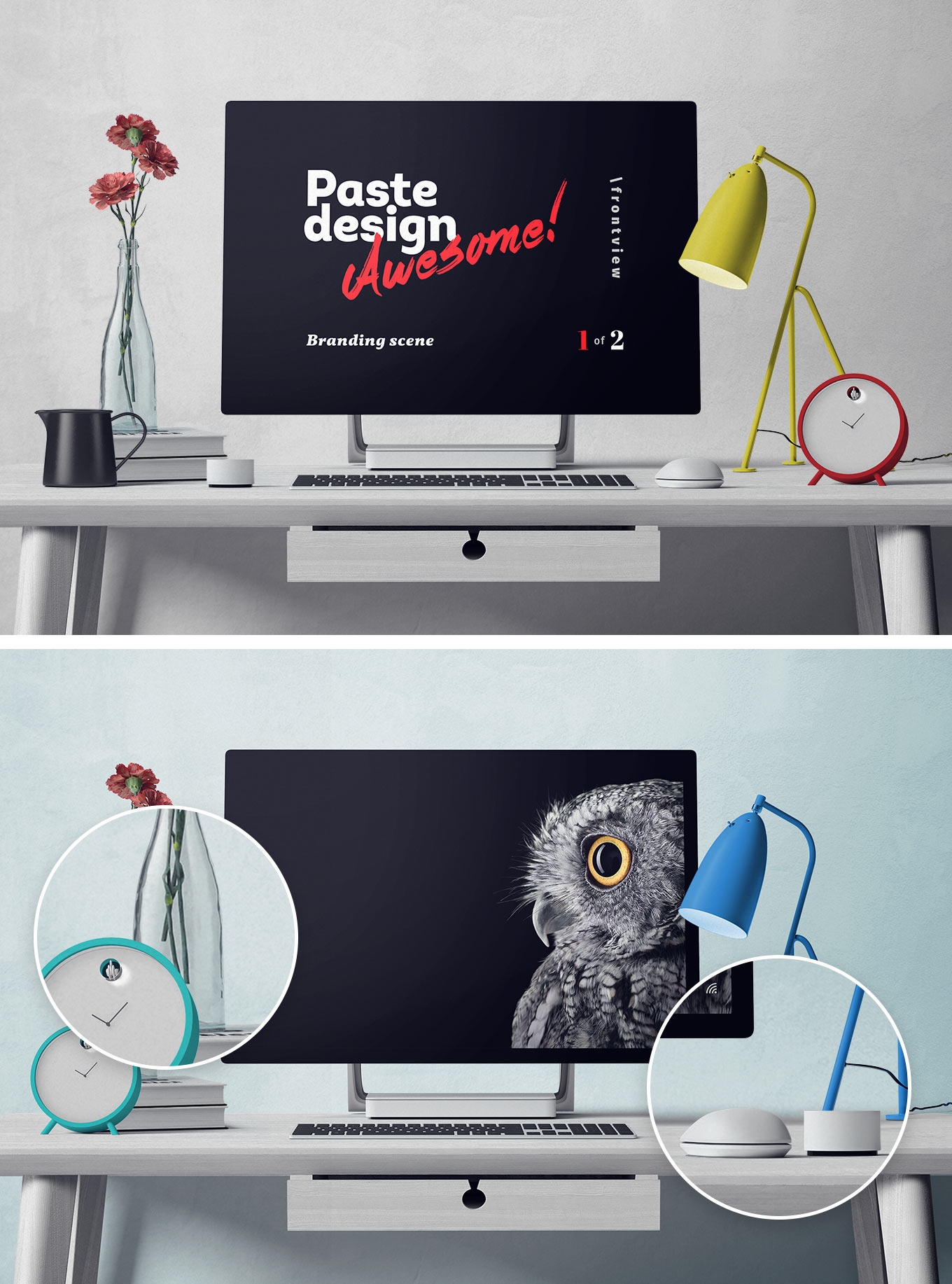 Download Free desk mockup set — download PSD template