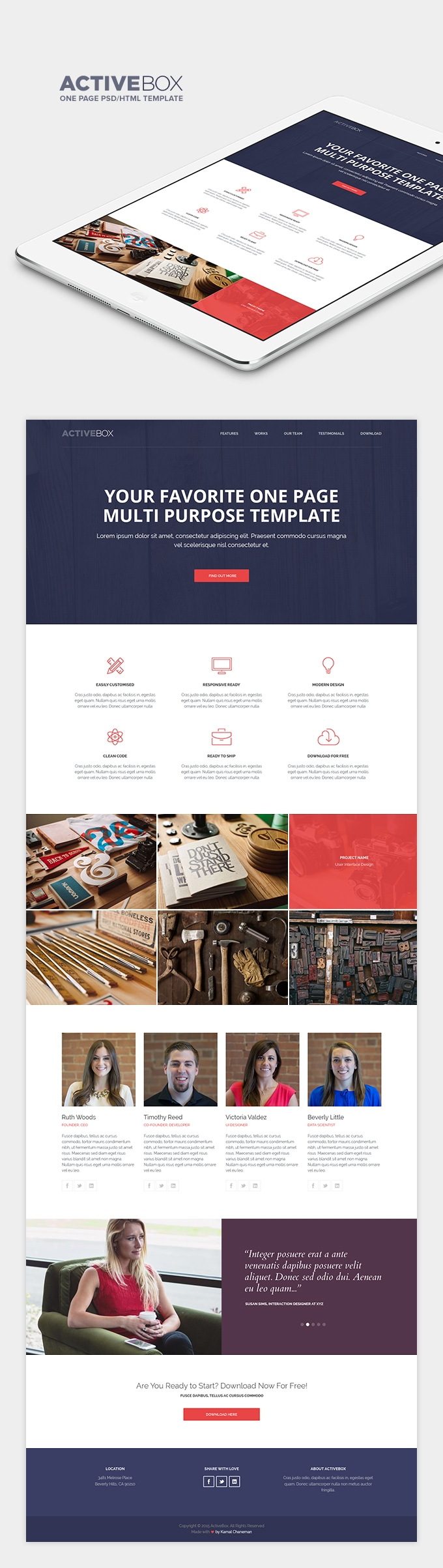 Responsive one-page HTML template: free download
