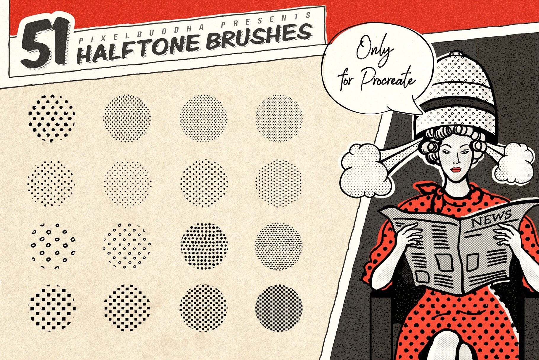 procreate comic halftone brushes free
