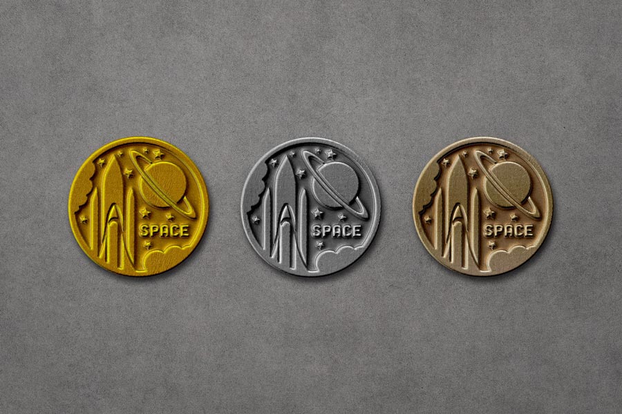 Metallic Pin Badge Mockup Set by Pixelbuddha