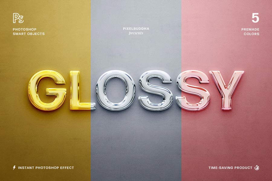 Glossy 3D PSD Text Effects by Pixelbuddha