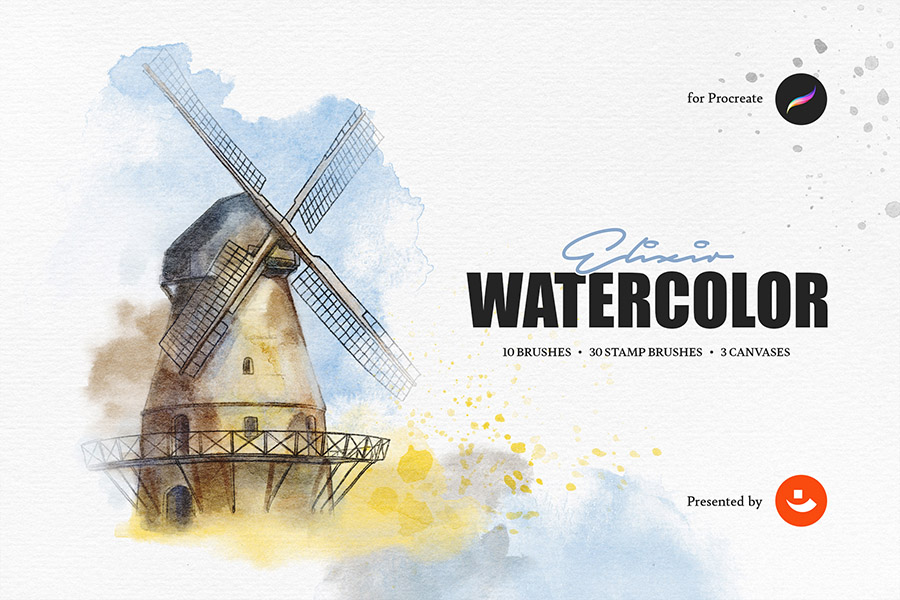 Elixir Watercolor Procreate Brushes by Pixelbuddha