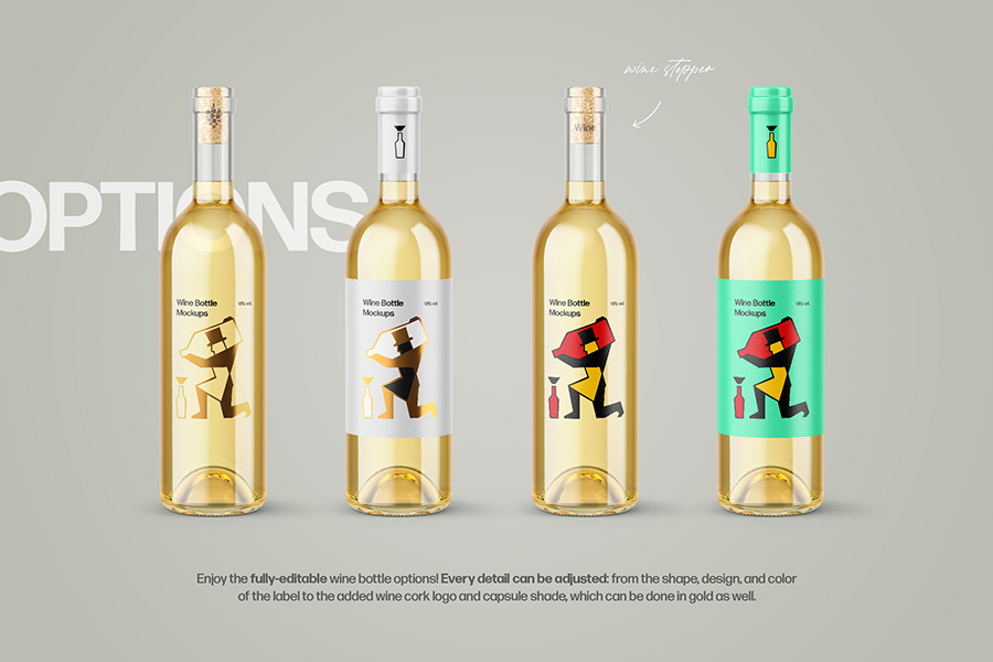 Wine Glass and Bottles Mockup by Pixelbuddha