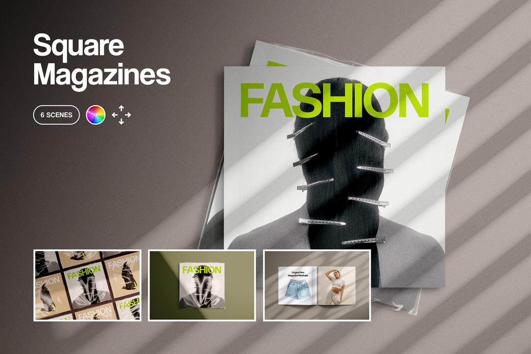 Download Square Magazine Mockups Collection