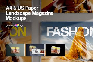 Download A4 & US Paper Landscape Magazine Mockups