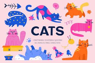 CATS | Clipart + Patterns