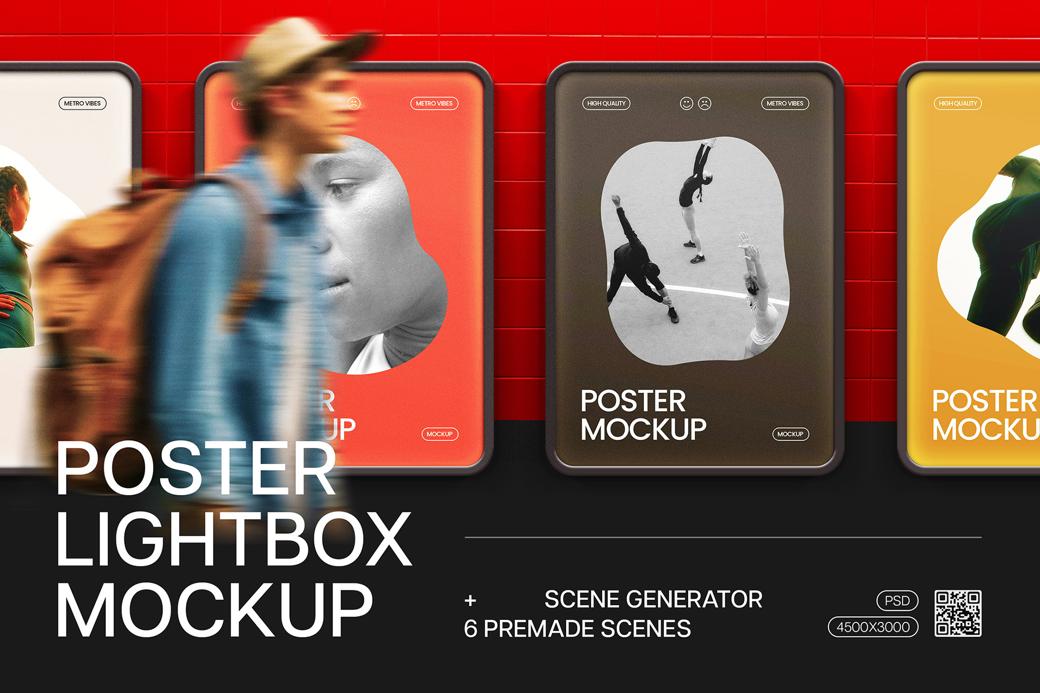 Download Subway Lightbox Poster Mockup Generator