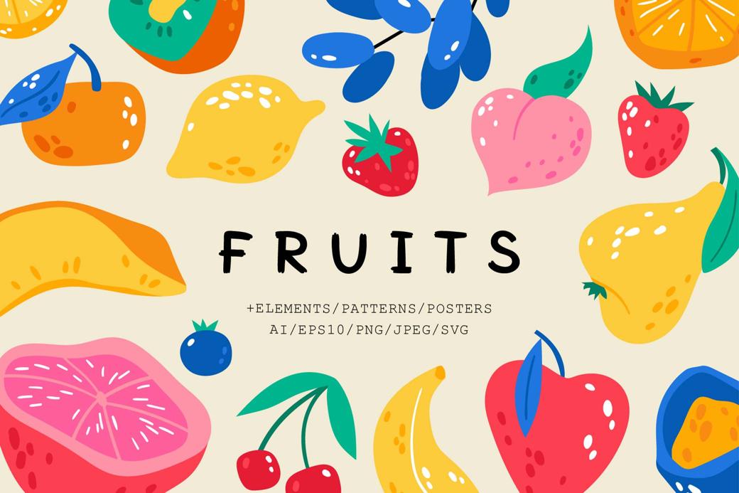 FRUITS | Clipart + Patterns