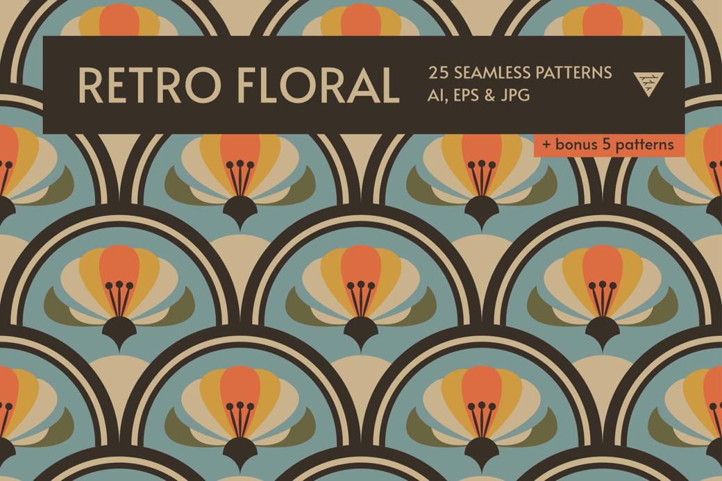 Retro Floral Seamless Patterns