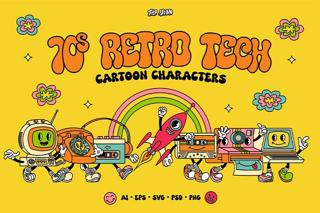 70s Retro Tech Cartoon Characters