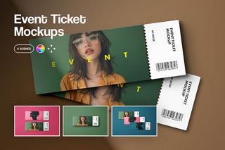 Download Event Ticket Mockups with Shadow Overlays