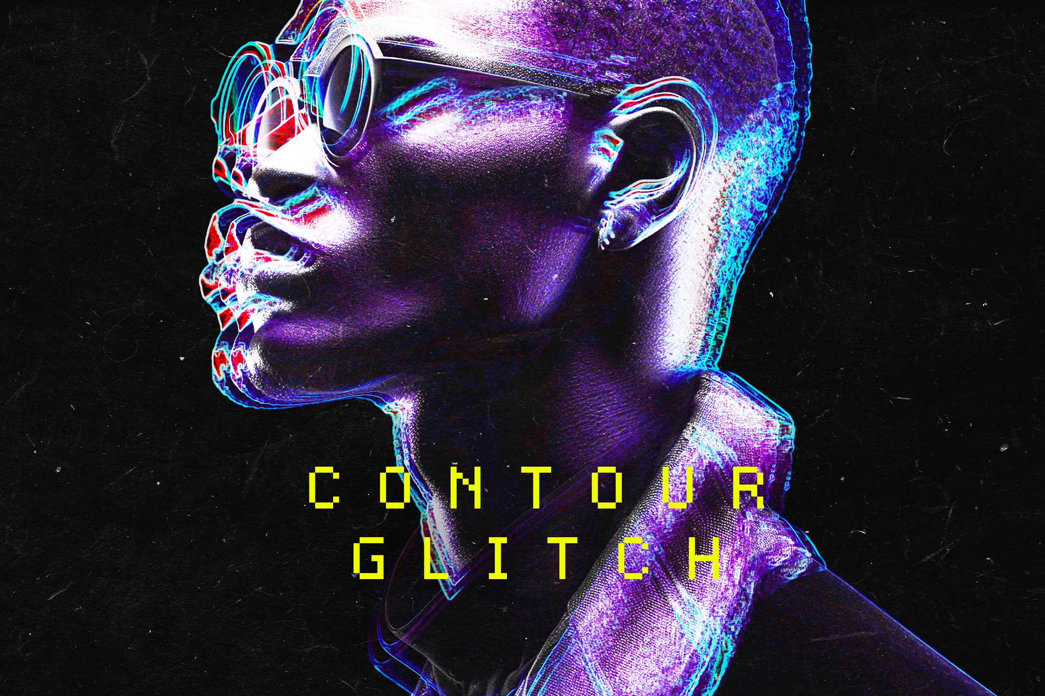 Download Vivid Glitch Contour Photo Effect