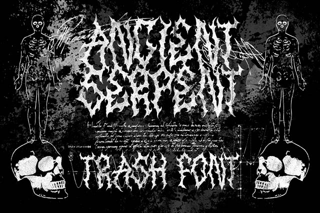 Download ANCIENT SERPENT — Trash Metal Font