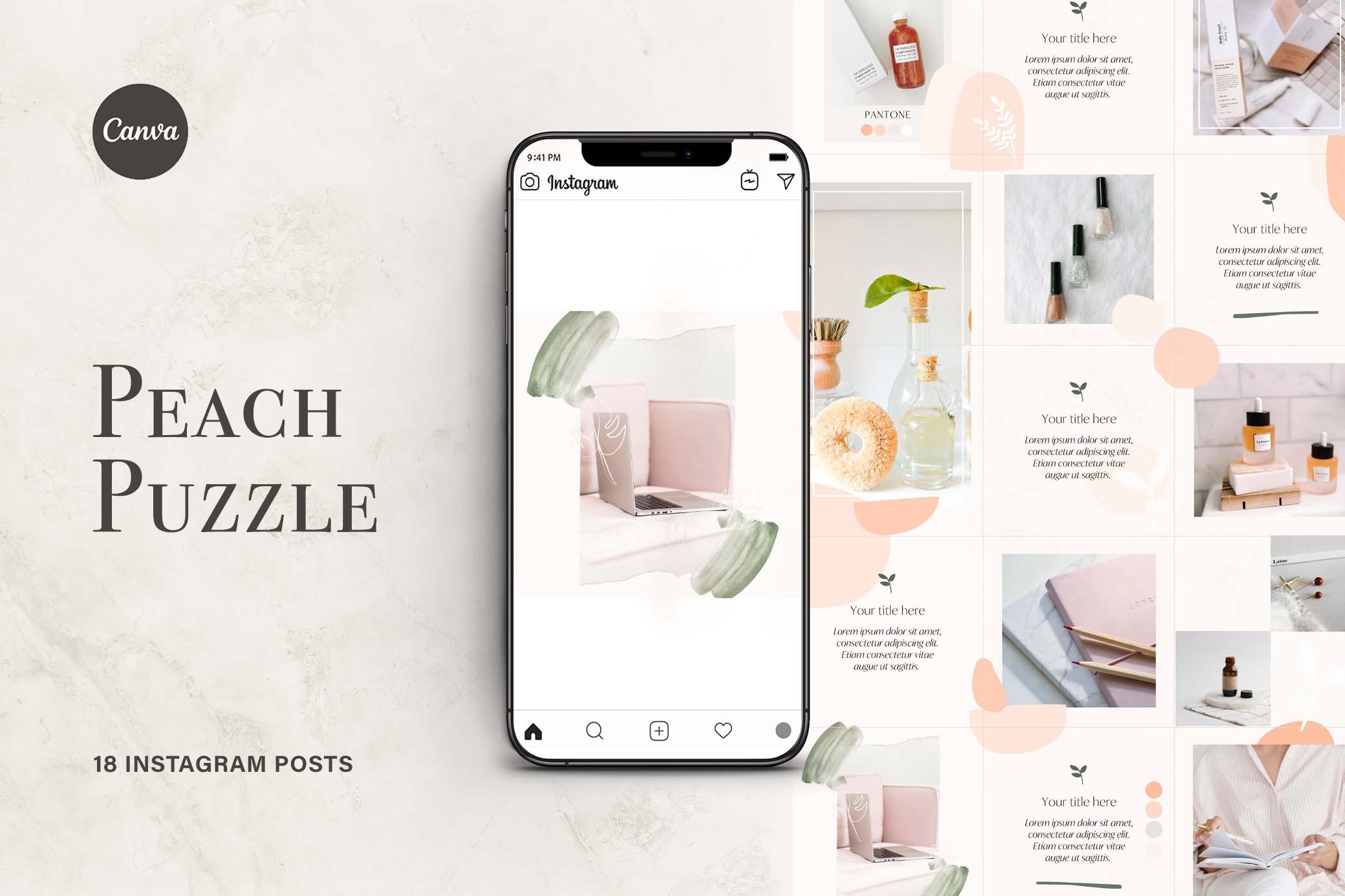 Peach Instagram Puzzle Template