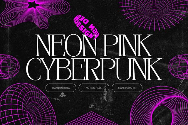 Neon Pink Cyberpunk Shapes