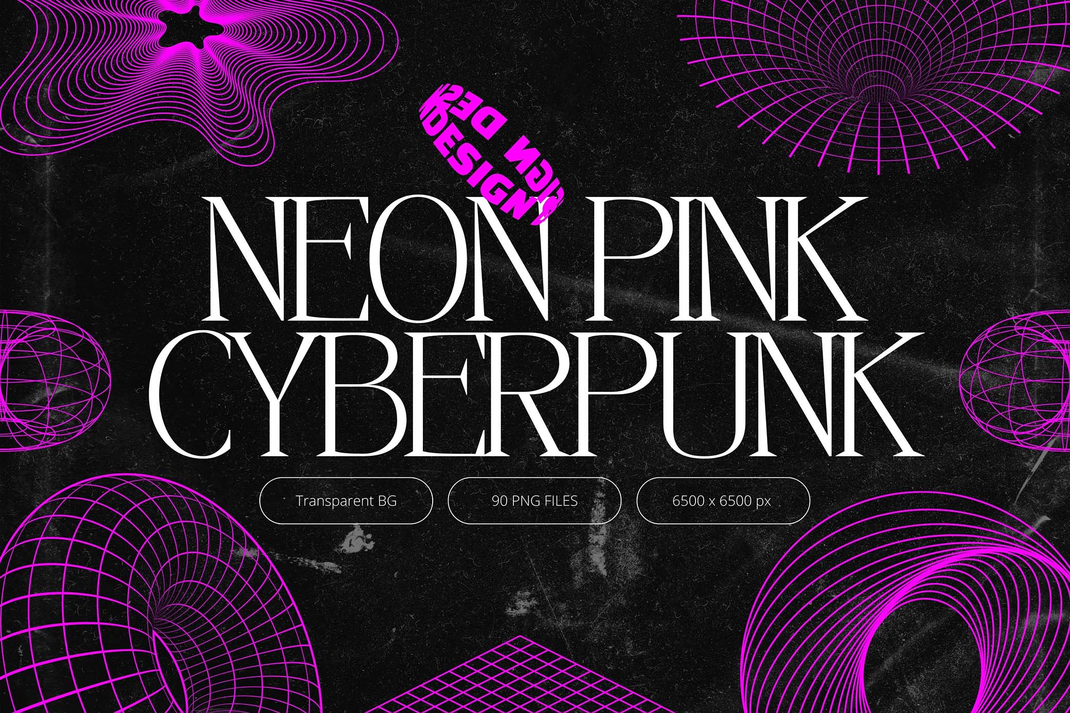 Neon Pink Cyberpunk Shapes