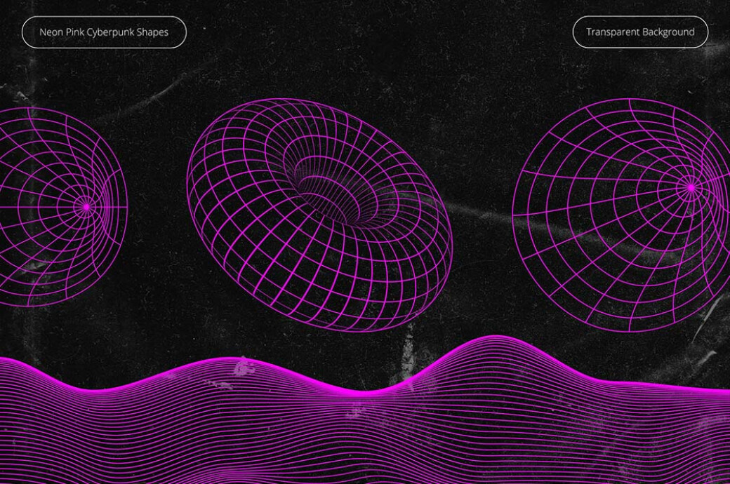 Neon Pink Cyberpunk Shapes