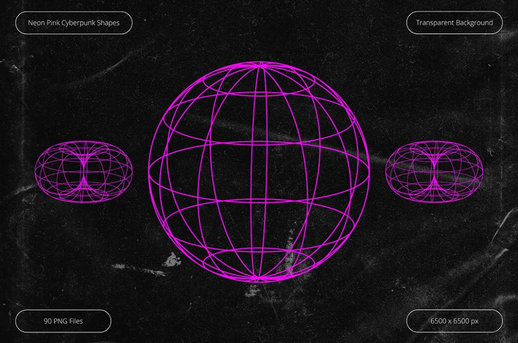 Neon Pink Cyberpunk Shapes