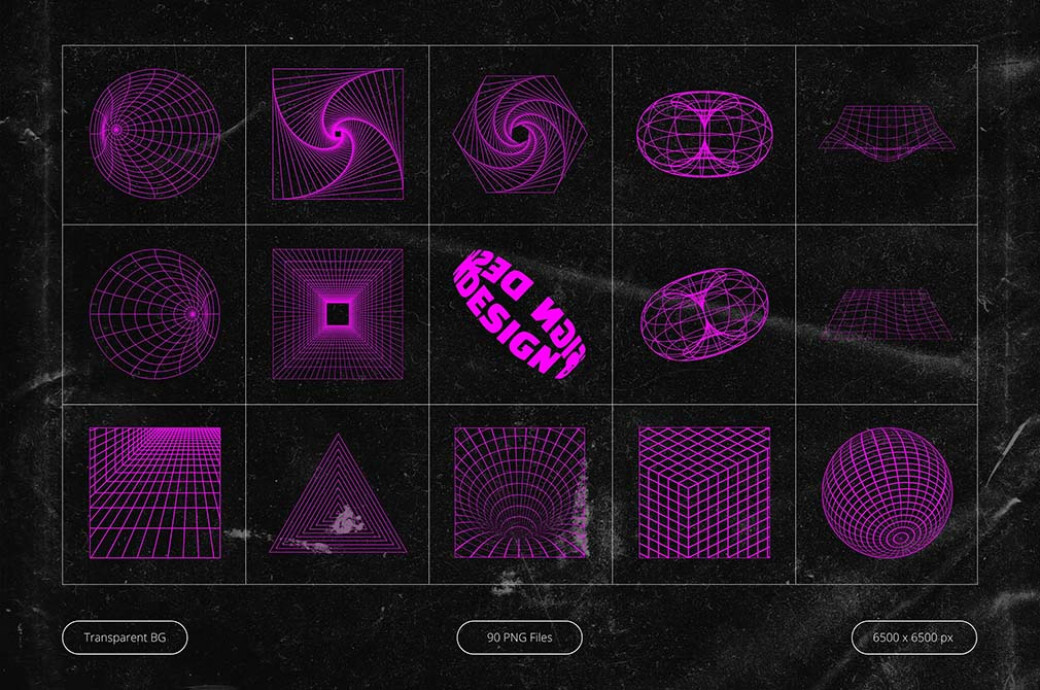 Neon Pink Cyberpunk Shapes