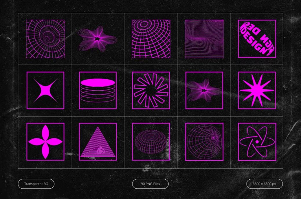 Neon Pink Cyberpunk Shapes