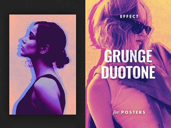 Grunge Duotone Poster Photo Effect
