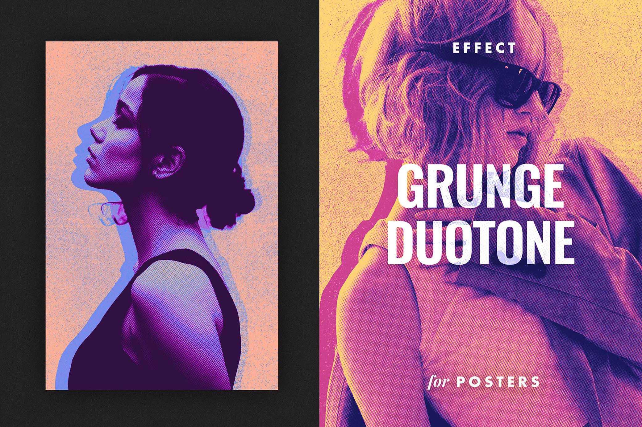 Grunge Duotone Poster Photo Effect