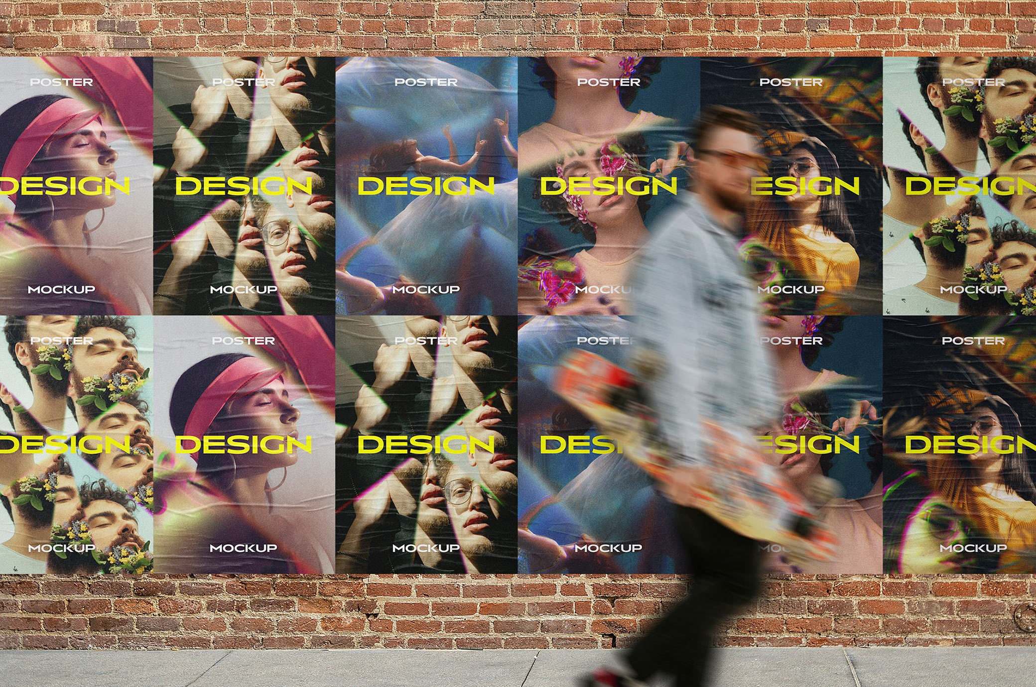 Brick Wall Posters Mockup