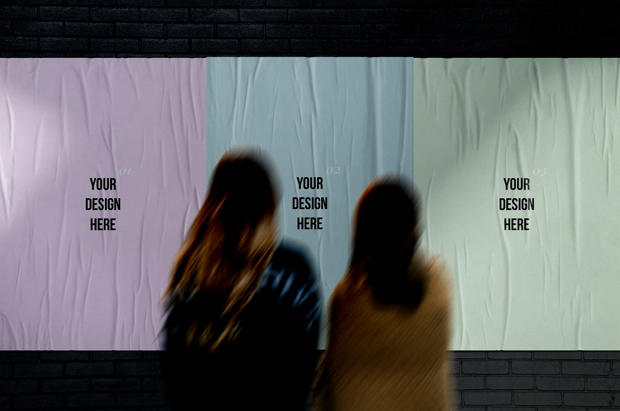 Glued Street Posters Mockup