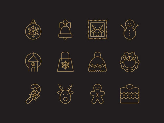 Christmas Line Icons Set