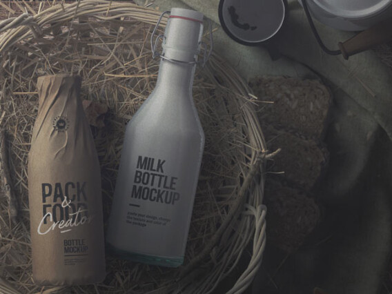Rustic Bottle Mockup