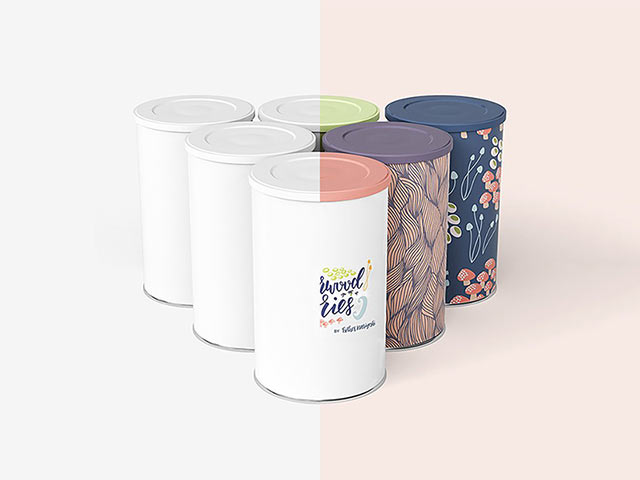 Free can mockup set — download PSD template