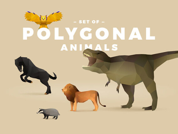 Polygonal Animals Graphics Set