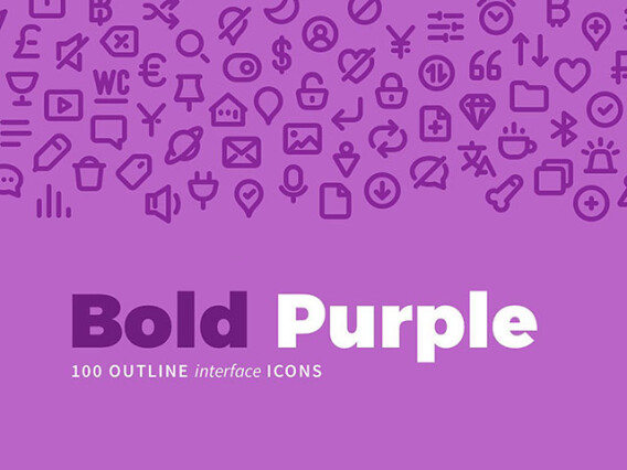100 Bold Purple Line Icons
