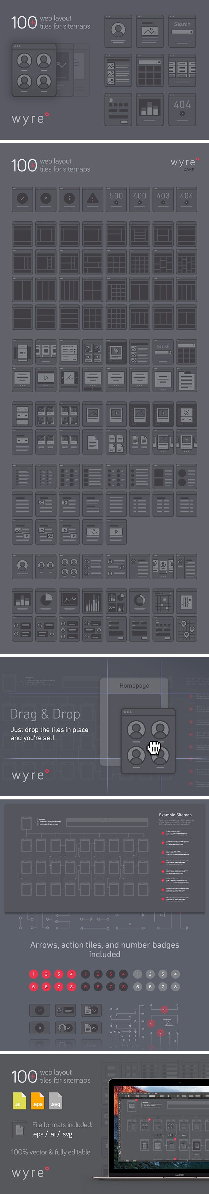 Wyre web layout flowcharts — download free UI kit