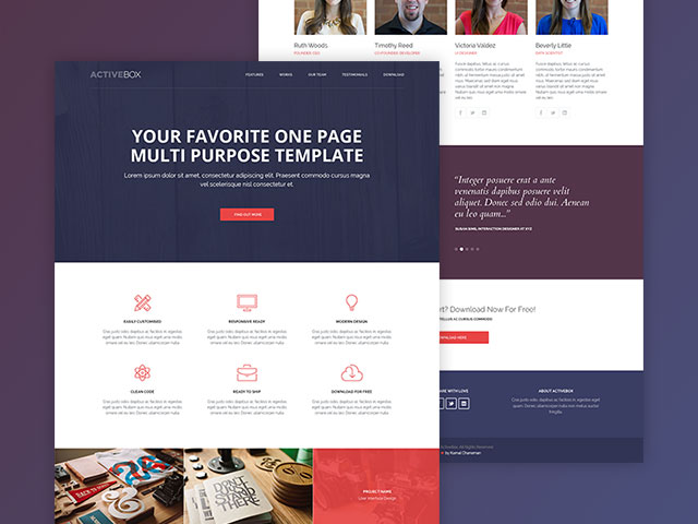 Responsive one-page HTML template: free download