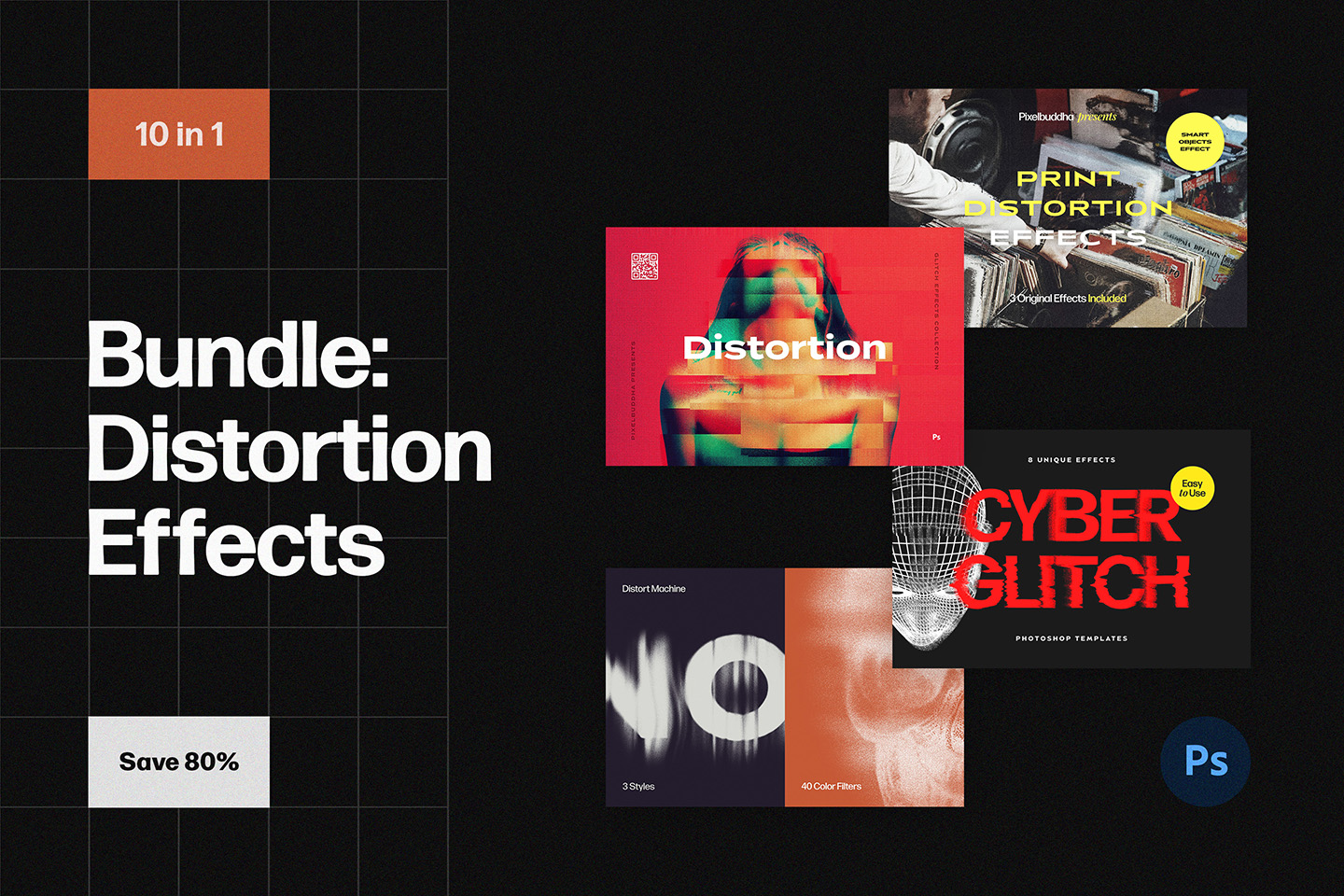 Glitch & Distortion Effects Bundle by Pixelbuddha
