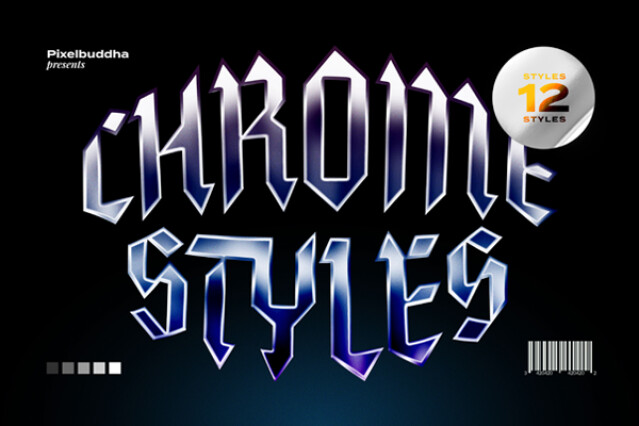 Galactic Chrome Text Styles by Pixelbuddha