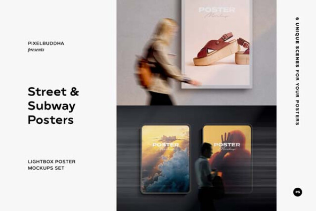 Street & Subway Poster Mockups by Pixelbuddha