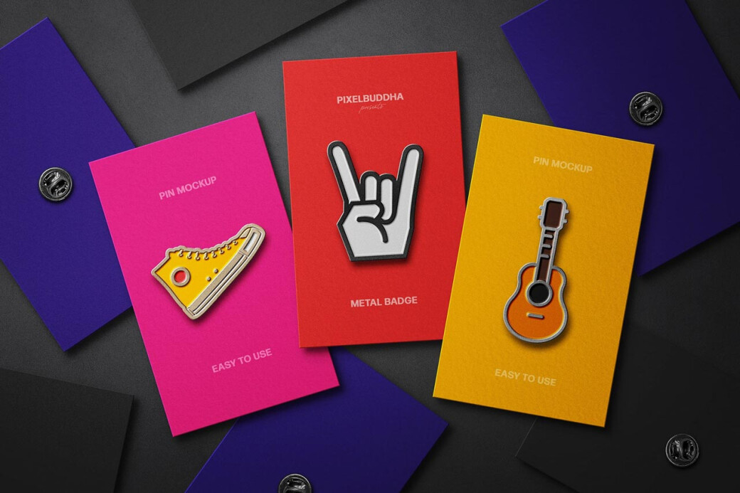 Metallic Enamel Pin Mockups