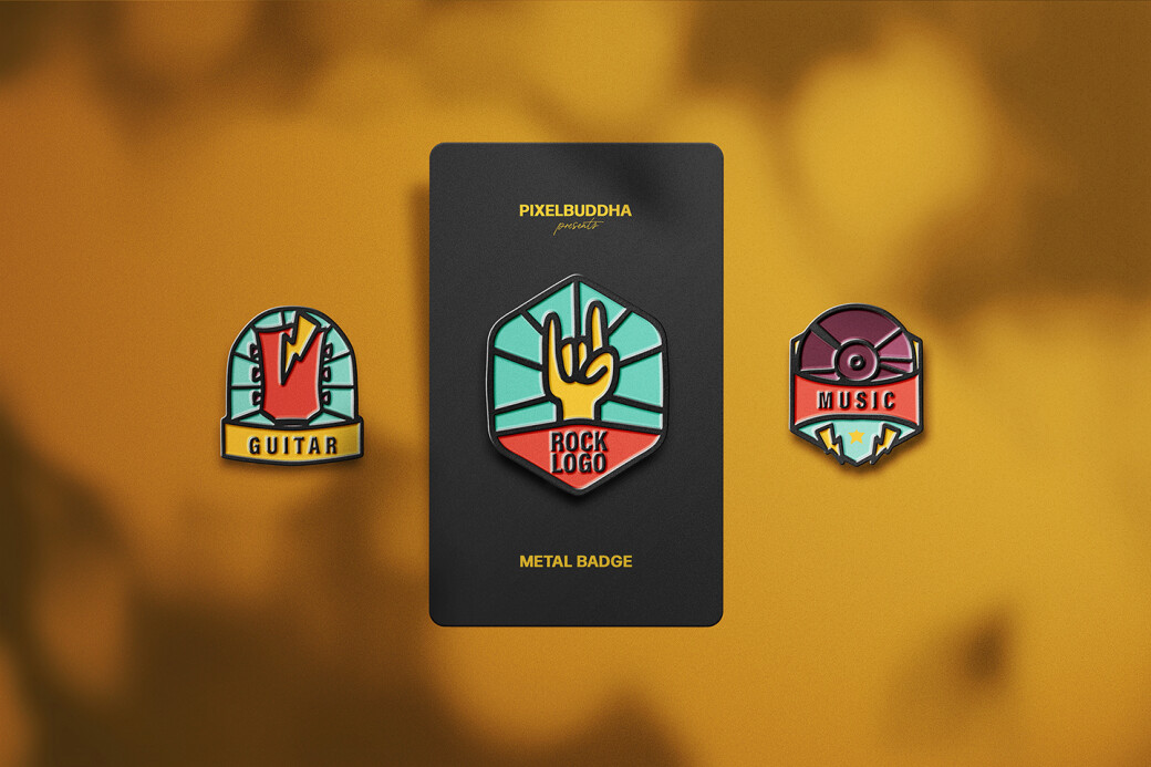 Metallic Enamel Pin Mockups