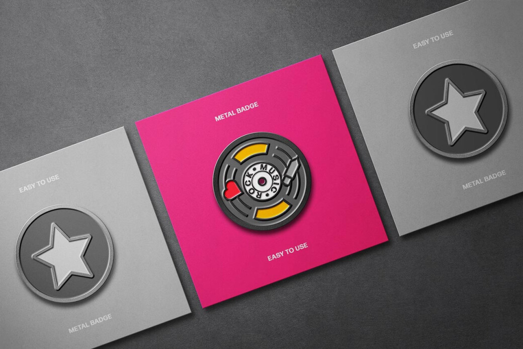 Metallic Enamel Pin Mockups