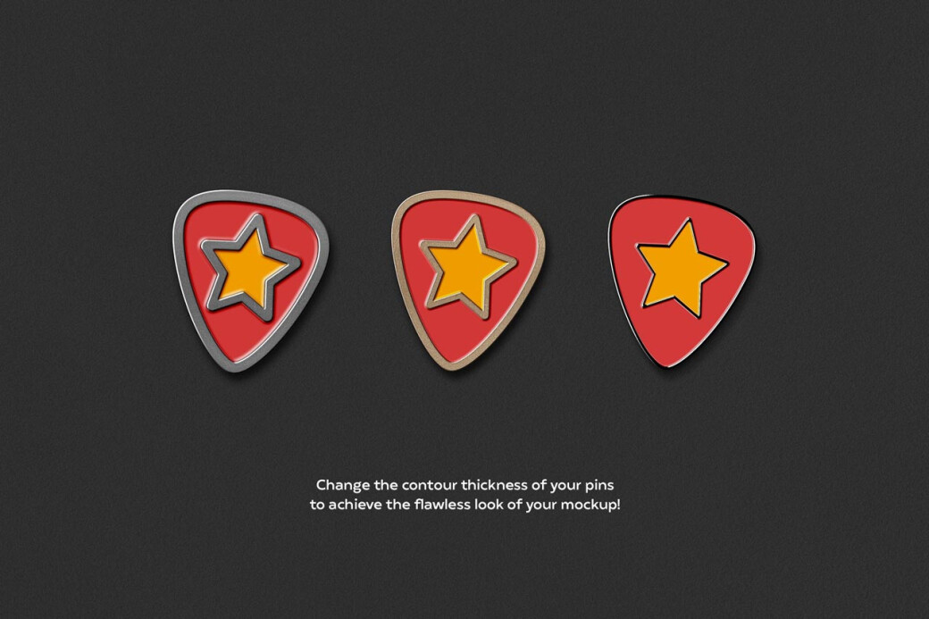 Metallic Enamel Pin Mockups