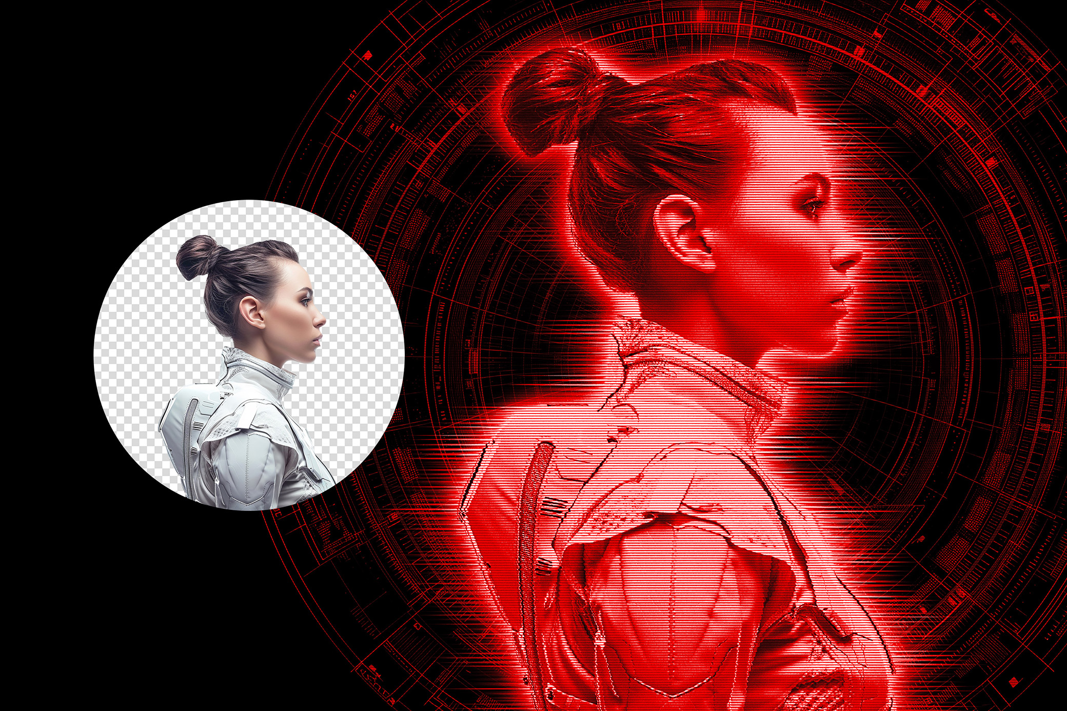 HUD Hologram Photoshop Action